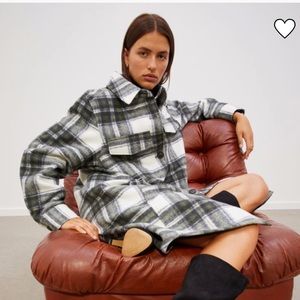 Long Shacket, Dark green/plaid.